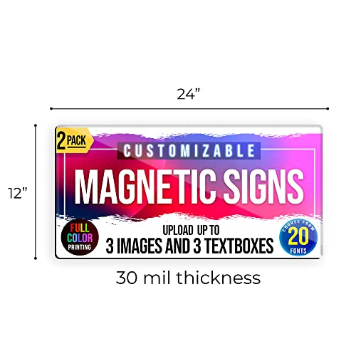 2-Pack,12\"x24\" Custom Magnet Signs in Full Color for Business and Advertising, 30 mil Customized Vinyl Car Magnets, Personalized Magnetic Sheets for Company Storefront & Vehicles (Rounded Corners D2) - Thumbnail 5