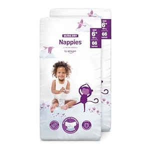 Amazon-Marke: Mama Bear Ultra Dry Windeln Größe 6+ (16+ kg) - MONATSBOX, Weiß, 132 Stück (2 Packungen mit 66)
