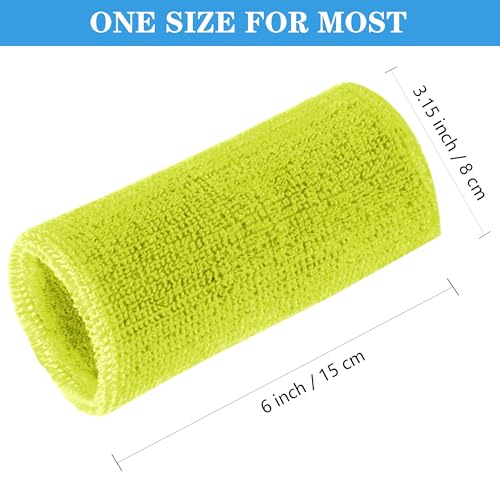 Image of 6 Inch Wrist Sweatbands Tennis Wrist Bands Absorbent Sweat Band for Men and Women Sport Long Wrist Bands, Breathable Cotton Athletic Sweatbands for Basketball, Workout, Running (4 Pack)