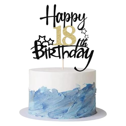 QEXUJOW Décorations non comestibles pour cupcakes, Kit de décoration de gâteau d'anniversaire (à partir de 18 ans), noir/or (convient aux hommes et aux femmes)