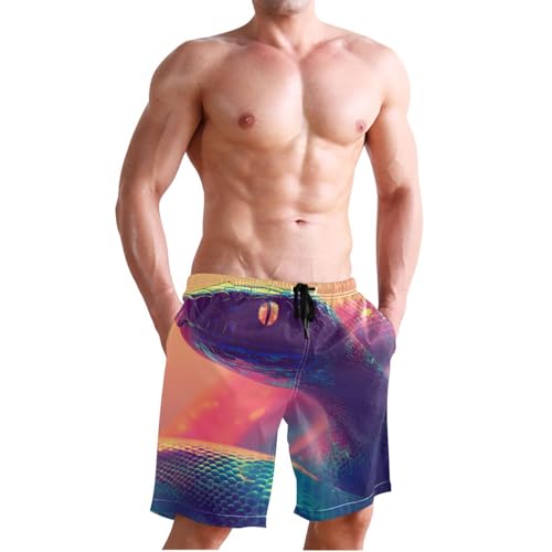 Men Swim Trunks-Surreal Snake, Beach Shorts with Inner Lining Quick Dry Board Shorts Small3