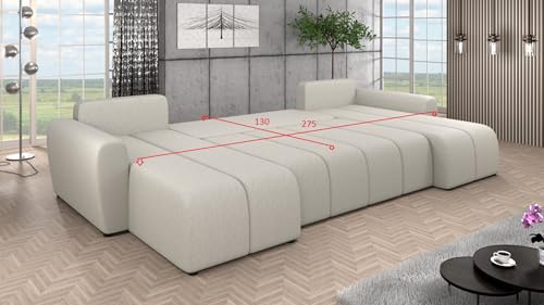 Generisch Couchgarnitur Sofa Sofagarnitur Paula U mit Schlaffunktion Wohnlandschaft – Bild 3