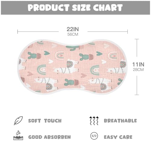 2 Pack Muslin Burp Cloths Llama Rainbow Pink Cotton Baby Burp Cloths Ultra Absorbent and Soft Spit Up Rags for Newborn Babies Boys Girls, Large 22" x 11"2