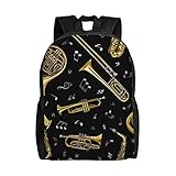 Musical Instruments Print Backpack Double Shoulder Bag Laptop Bagpack Waterproof Travel Picnic Bag for Men Women