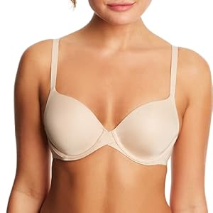 Maidenform One Fab Fit Underwire Bra, Push-Up T-Shirt Bra, Modern Demi Bra, Lightly Padded Bra with Convertible Straps, Paris Nude, 34B