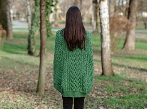 Image of SAOL 100% Merino Wool Cowl Neck Button Poncho for Ladies
