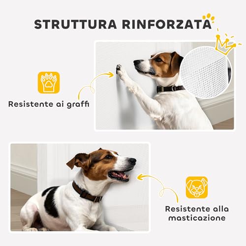 Miniatura 8 de Pawhut Barrera Para Perros Retráctil 0-125 Cm Puerta Para Perros Pequeños Extensible Barrera De Seguridad Para Mascotas Con Interruptor De Cierre Para Escaleras Puertas Pasillos Blanco