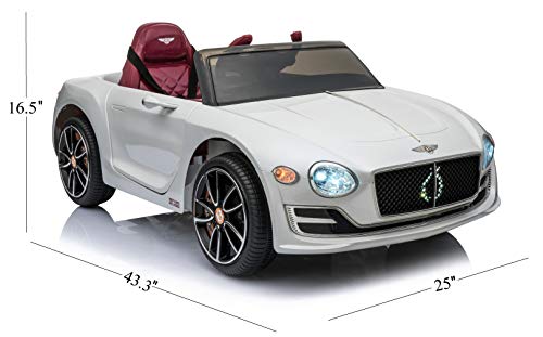 Rock Wheels Licensed Bentley EXP12 Kids Ride on Toy Car, 12V Battery Powered Children Electric 4 Wheels w/Parent Remote Control, Foot Pedal, 2 Speeds, Music, Aux, LED Headlights (White) - Thumbnail 7