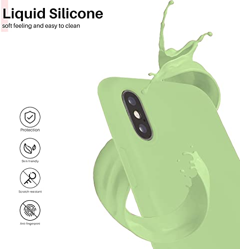 Image of VONZEE iPhone Xs max Cover Wireless Charging Support, Liquid Silicone Gel Rubber Shockproof Back Cover case Candy Phone Cases for iPhone Xs max (Matcha Green)