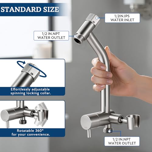 Image of G-Promise All Metal Shower Diverter with Low Handheld Holder, Pause Mode 3-Way Diverter Valve for Handheld and Fixed Shower Head, 4-Setting Universal Bathing System Replacement(6 Inch, Brushed Nickel)