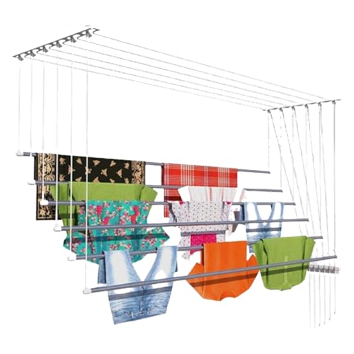 Image of Ceiling Cloth Drying Roof Hanger Heavy Duty Rust Proof Stainless Steel with Uv Protected Nylon Ropes Individual Dropdown (3 Feet)