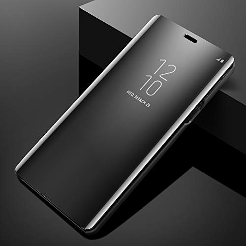Aicase Galaxy Note 9 Case, Luxury Translucent View Window Front Cover Mirror Screen Flip Smart Electroplate Plating Stand 360 Full Body Protective Case For Samsung Galaxy Note 9 (Midnight Black) #TOP5