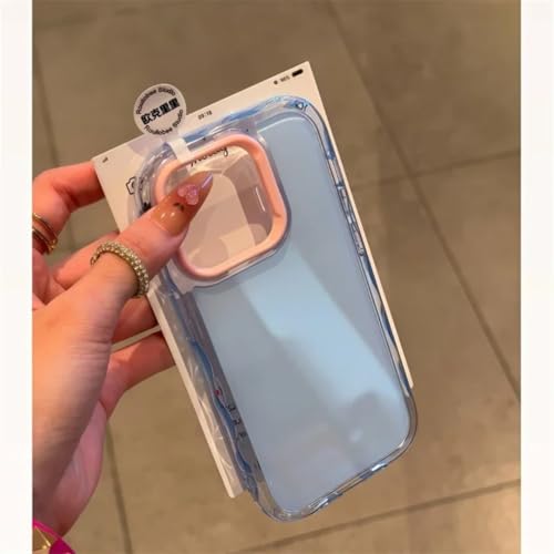 Coque iPhone 13 Pro antichoc de luxe bleu et rose en silicone souple