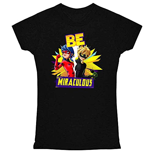 Pop Threads Miraculous Ladybug Cat Noir Merch Be Miraculous Tee Shirt for Women Black S
