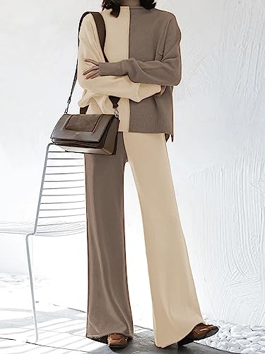Image of TOLENY Women's 2 Piece Lounge Sets Pullover Sweater and Wide Leg Pants Tracksuit Outfits