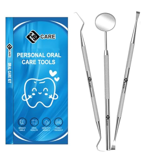 YSCARE Zahnpflege Set Zahnsteinentferner Zahnreiniger Doppelkopf Dental 3er Zahnreinigung Aus Edelstahl Haustierfreundlich