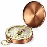 Compass Pocket Watch, Portable Vintage Retro Metal Copper Flip Cover Camping Survival Compass for Camping Hiking Boating Outdoor Sports