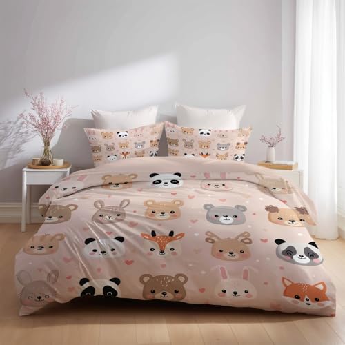 Parure de lit microfibre housse de couette cartoon rose pastel