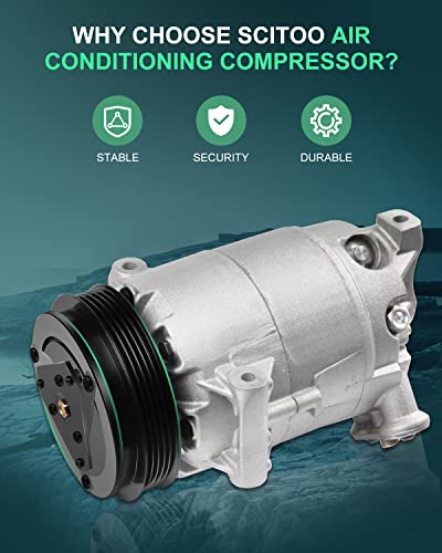Image of SCITOO AC Compressor for Chevy for Cavalier 2.2L 2002-2005 | Fast Cooling, Ultra Low Noise (≤72 dB) Air Conditioner Compressor for Summer, with Clutch, 1520741 10344861 1020741 621198