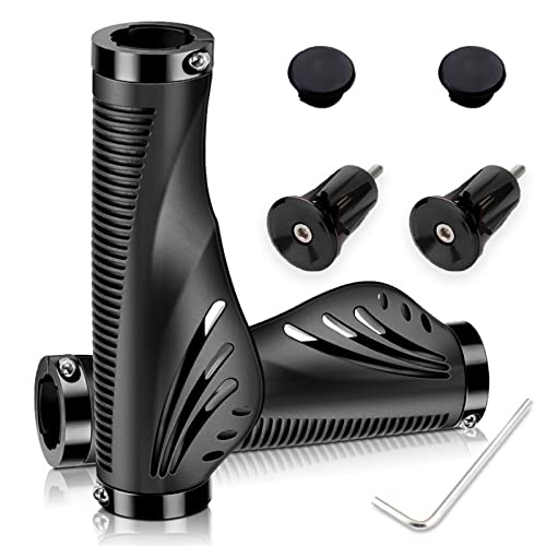 Fahrradgriffe ergonomisch - Fahrrad Griffe/Lenkergriffe - rutschfest und Verschleißfest Lenkergriffe Fahrrad, Fahrrad Griffe Mit Griffstopfen aus Aluminiumlegierung für MTB, BMX, Black Cover