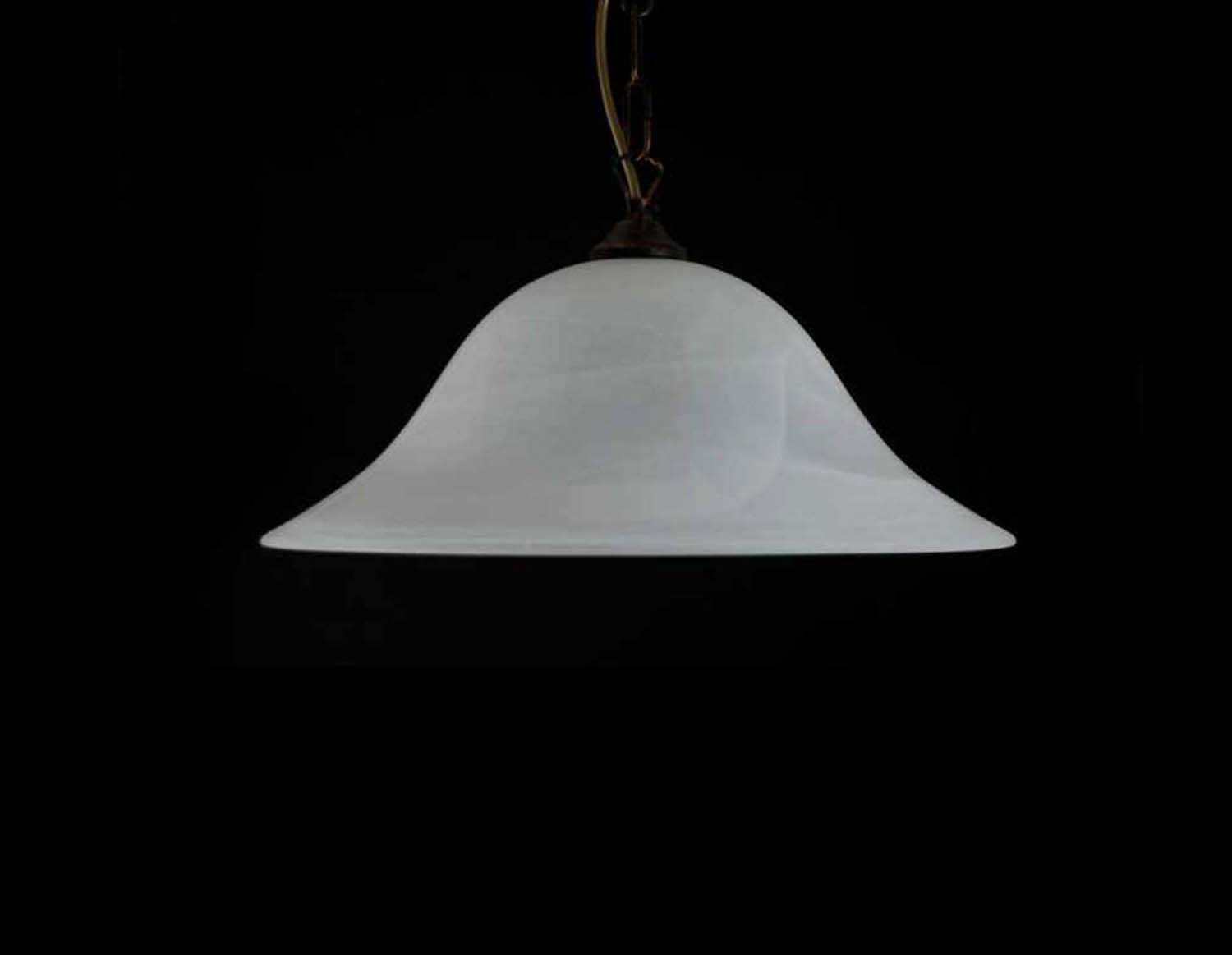Generico Lampadario a sospensione classica in vetro con catena 1 luce Duna Bianco D.40 cm lampada da soffitto in vetro per cucina bagno camera soggiorno scala corridoio cucinino