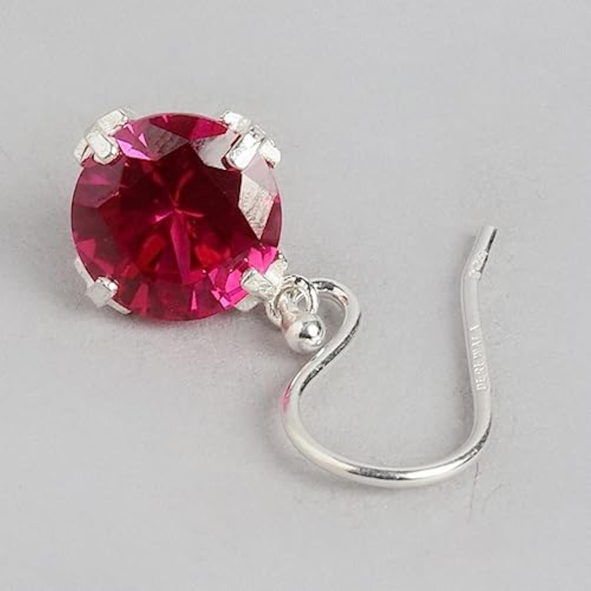 Women's 925 Sterling Silver Red Drop CZ Dangler Earrings