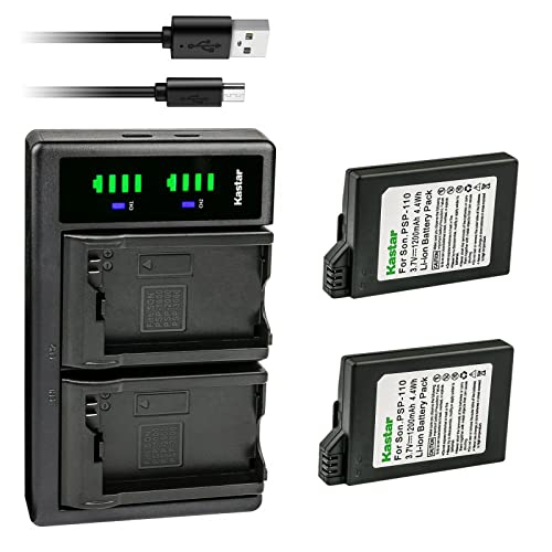 Kastar 2-Pack PSP 110 Battery and LTD2 USB Charger Replacement for Sony PSP3001 PSP3002 PSP3003 PSP3004 PSP3005 PSP3006 PSP3007 PSP3008 PSP3009 PSP3010 PSP Video Game Playstation Sony PSP-S110 Battery