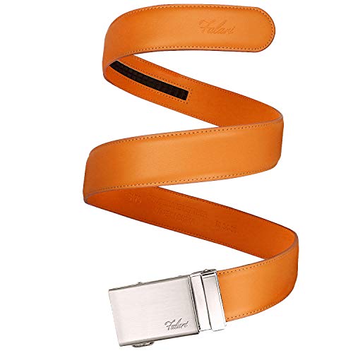Image of Falari Men Unisex Genuine Leather Ratchet Dress and Casual Belt, Automatic Sliding Buckle, Trim to Fit