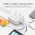USB Corde d'extension de la barre d'alimentation - Yintar 6Ft Strip de puissance de protecteur de surpression avec 8 Sorties et 4 USB Ports(3U1C), 3 Extendeur de sortie latéral pour la maison, bureau, Dorm Essentials, ETL Inscrit, blanc