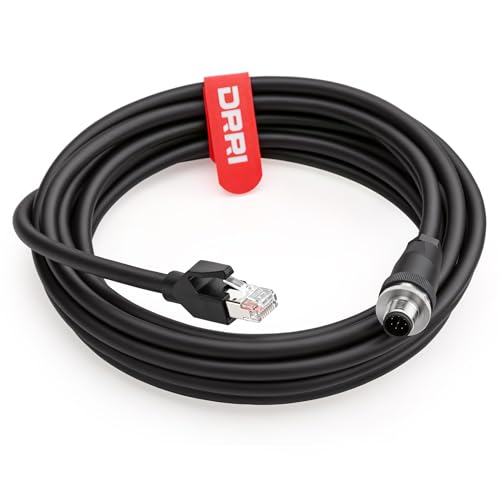 Cable M12 A-Code de 8 pines macho a RJ45 Cat6 para cámaras de 5 metros