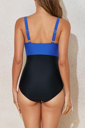 Image of Smismivo Tummy Control Swimsuits for Women Slimming One Piece Bathing Suit Retro Ruched Push Up Vintage Padded Swimwear