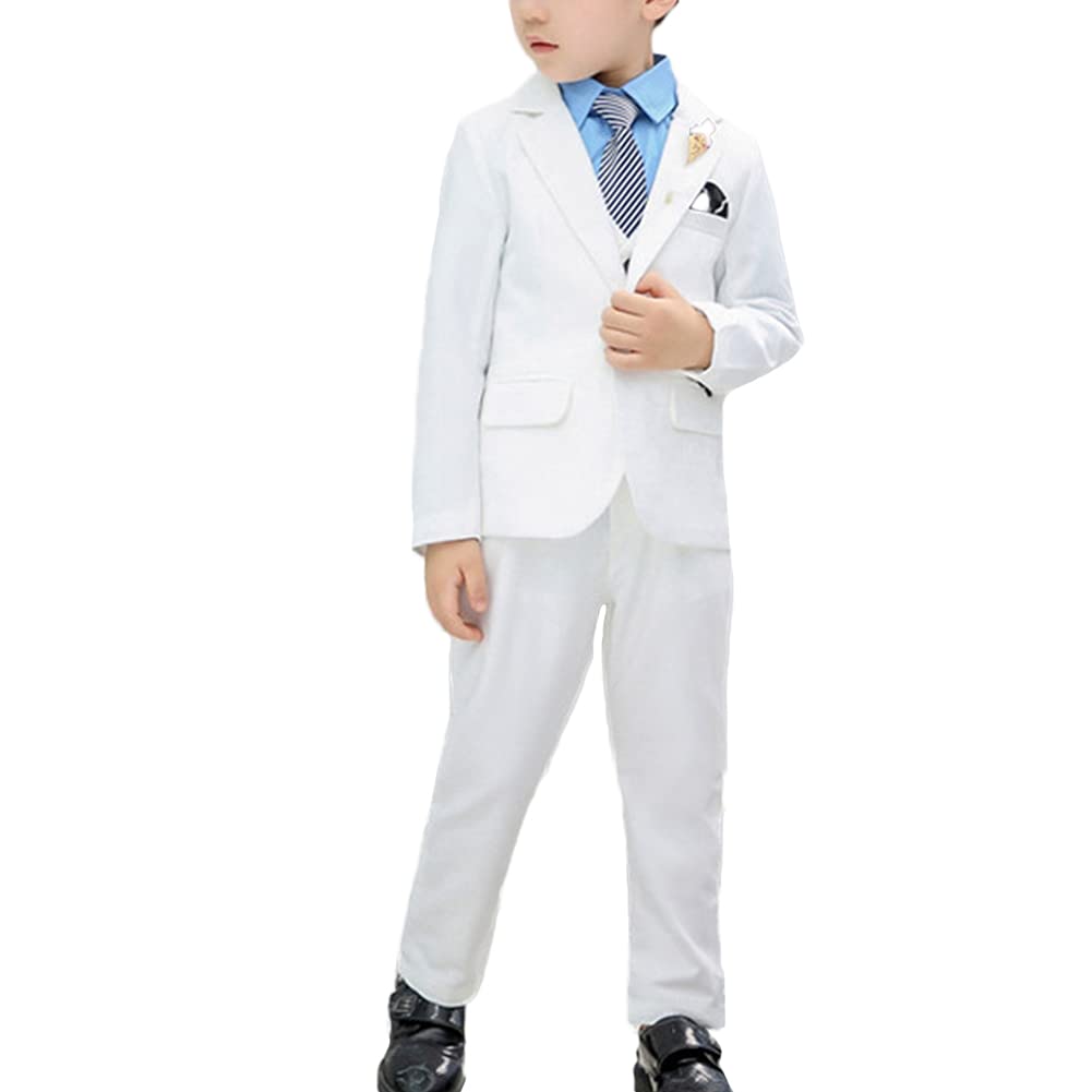 Traje de Boda para 2-12 Años Niños Trajes de Ajustado Traje Formal a Cuadros Trajes de Ceremonia para Niños Graduación Traje Chicos Conjunto de Traje Elegante para Bautizo Comunión Traje de Esmoquin