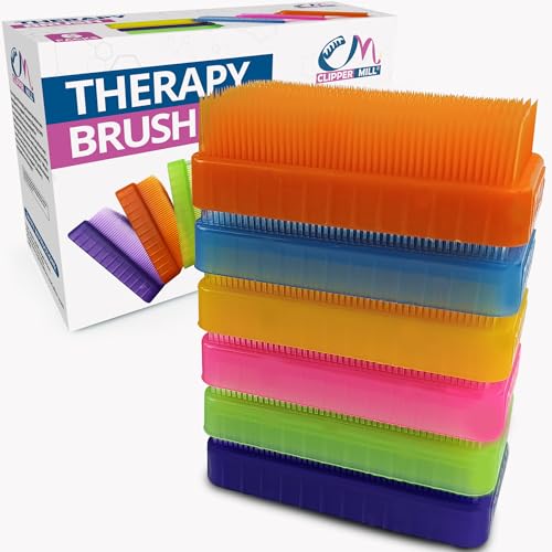 Wilbarger Method Therapy Sensory Brush Occupational & Therapressure Brush for Calming Stimulating and Sensory Brushing Use as Part of The Wilbarger Brushing Protocol Colored 6 Count (Pack of 1)