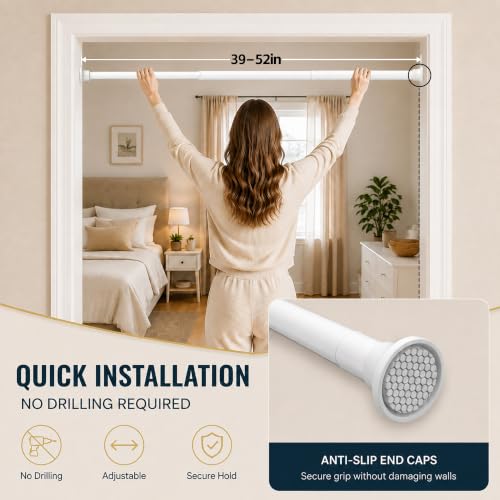 Image of AJAZZ Blackout Door Curtain with Curtain Rods Adjustable 28-52 inch Long Accordion Door Closet Curtain Invisible Applicable Bedroom Room Living Room Doorway (1 Pack, 53 W x 78 L, Brown)