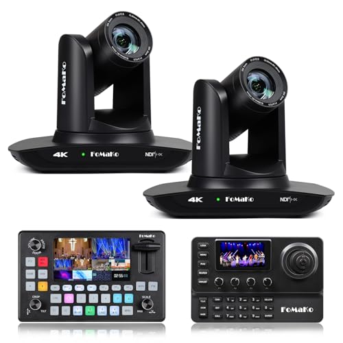 FoMaKo K20UH 4K HDMI PTZ Camera with AI Auto-Tracking(Gen 3), NDI HX3 Certified, 20X Optical Zoom,for niversity Graduation Ceremonies and ER Documentary Live Streaming(K20UHX2+KC601 Pro+KC606)