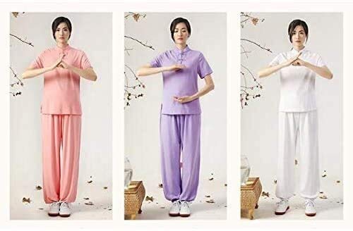 Tai Chi Clothing - Uniforme de artes marciales para mujer, manga corta, de algodón, traje de práctica de verano para entrenamiento y ejercicio, ligero y transpirable