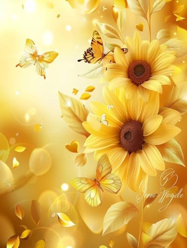 Peinture diamant grand format 80x120cm | Strass 5D papillon jaune