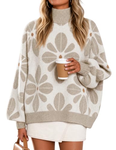 ZESICA Women's Fall Winter Long Sleeve Turtleneck Oversized Sweaters