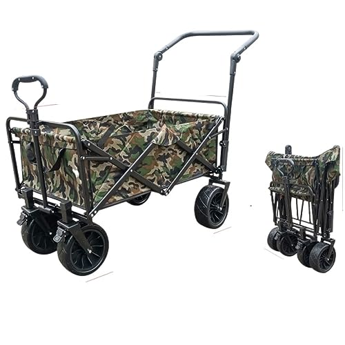 CRBUDY Campingtrolley, zusammenklappbarer Gartentrolley, robust, mit 4 Rädern, Strandwagen, Ziehwagen, Transportwagen für den Außenbereich (A)