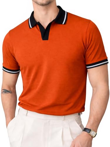 Image of Veirdo Men's Polo T-Shirt Regular Fit with Contrast Pattern & Striped Trim on Collar and Half Sleeves, Stylish Solid Casual, Weekend & Outdoor Wear (Sizes S to 2XL)
