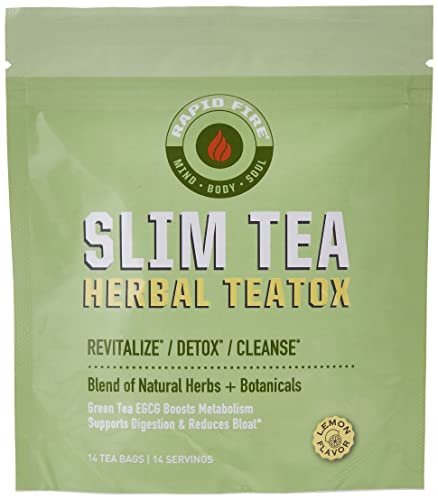 Rapid Fire Slim Tea 14 Day Herbal Teatox, Blend of Natural Herbs and Botanicals, Supports Healthy Weight Management, Supports Metabolism, Delicious Lemon Flavor, 14 Servings