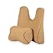 1 poggiatesta auto cuscino in pelle super soft memory foam seggiolino auto testata testa cuscino del collo Cuscino poggiatesta auto Burrow (Color : Beige)
