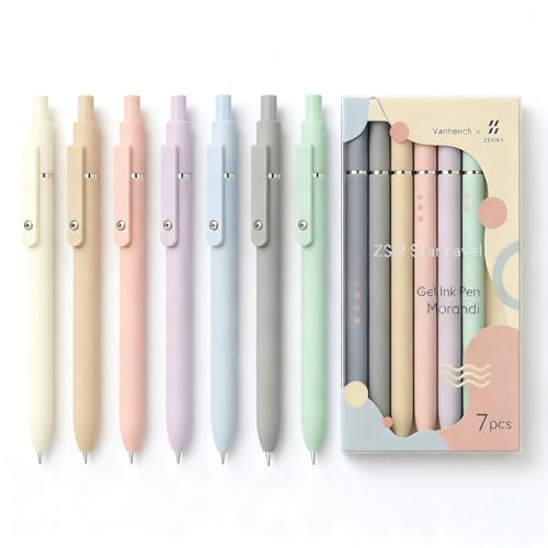 Vanhench 7Pcs 0.5mm Black Ink Gel Pens Fine Point Smooth Writing Quick Dry Pen for Journaling Note Office Desk Nurses Teacher School Supplies Essentials, Cute Easter Basket Stuffers Gift for Women Men