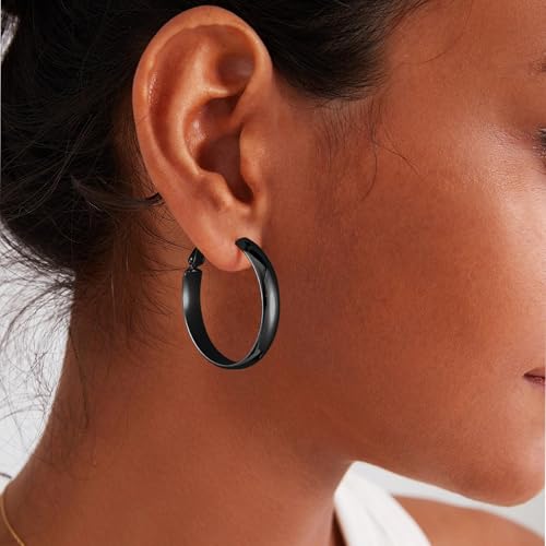 Image of Gacimy Gold Hoop Earrings for Women with 925 Sterling Silver Post | Hypoallergenic Lightweight Thick Hoops Earrings for Women Trendy Jewelry Gift