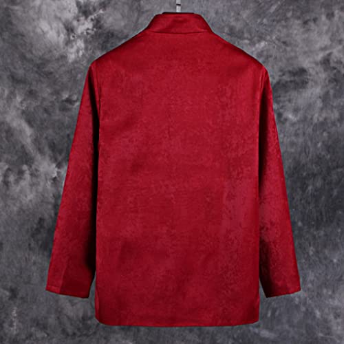 Red Tang Suit Men Chinese Hanfu Coat Chinese Clothing Kung Fu Jacket Clothing Martial Arts Clothes Long Sleeved Coat4
