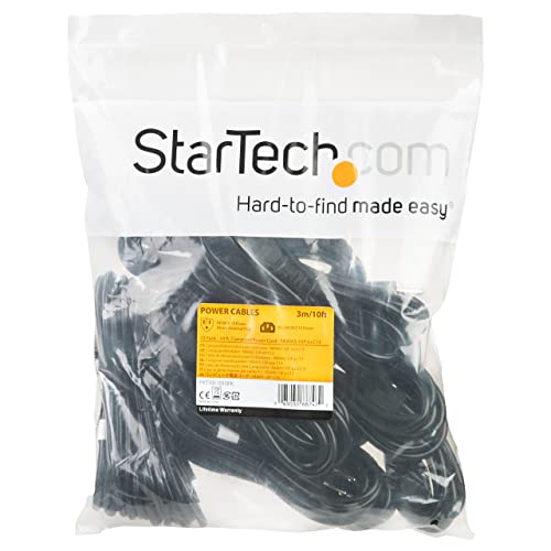 Image of StarTech.com 10ft (3m) Computer Power Cord, NEMA 5-15P to C13, 10A 125V, 18AWG, 10 Pack, Black Replacement AC Power Cord, Printer Power Cord, Monitor /PC Power Supply Cable - UL Listed (PXT1011010PK)