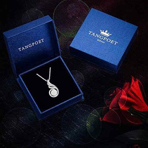 Tangpoet White Fire Opal Pendant Necklace For Women 925 Sterling Silver October Opal Birthstone Jewelry Mothers Day Christmas Birthday Gifts For Her thumb #6