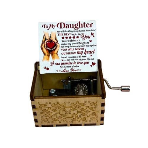 Image of Zesta to My Daughter Wooden Musical Box Gift | Vintage Music Crank Mini Collectible for Girlfriend, Boyfriend, Husband, Wife | Unique Musical Gifts for Music Lovers | Classic Wooden Box
