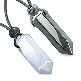 Yin Yang Best Friends Love Couples Lucky Crystal Points Agate White Simulated Cats Eye Amulet Necklaces