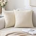 MIULEE Funda de Cojines de Chenilla con Lino de Color Cojín Sofá Suave Funda de Almohada Moderna Cómoda Elegante Decorativa para Silla Habitación Salón Terraza Cama 2 Piezas 45x45 cm Leche Blanca